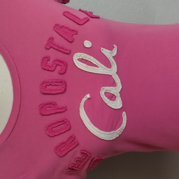 Aeropostale Y2K Pink Raised Letter Tee Shirt Sleeve Fitted Size Medium - Picture 3 of 8